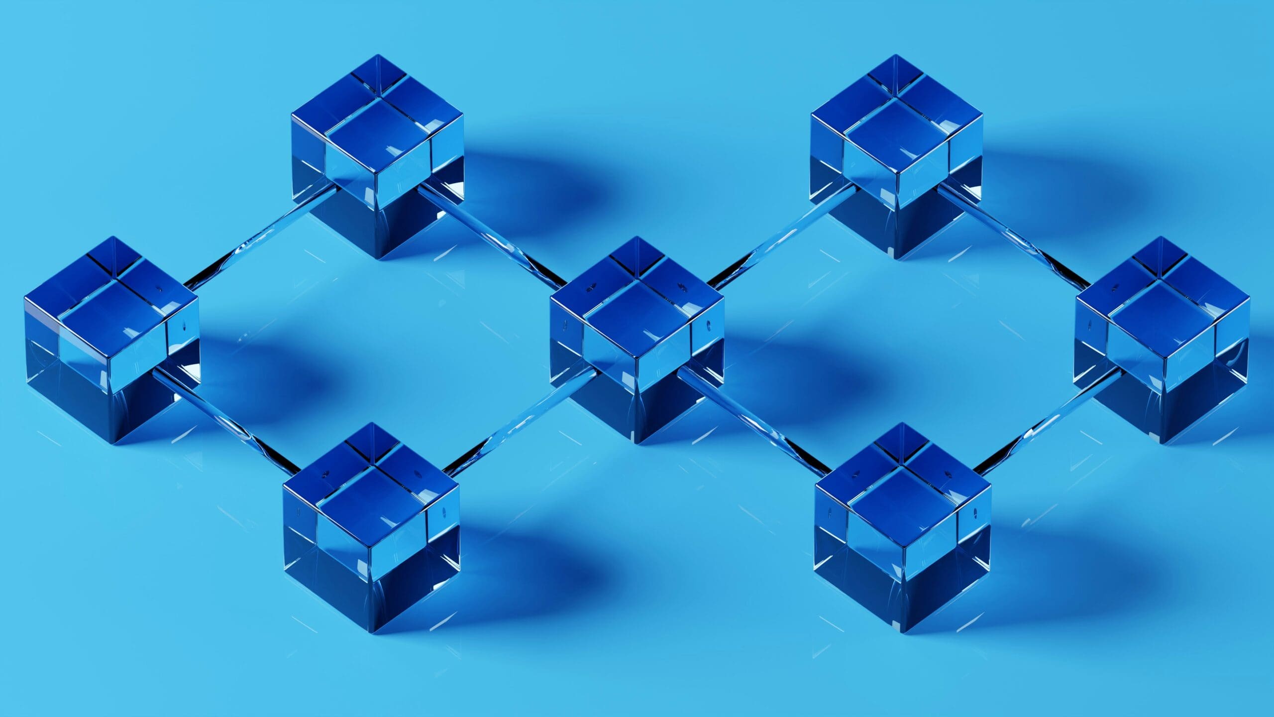 Image of blue blockchain protocol depiction